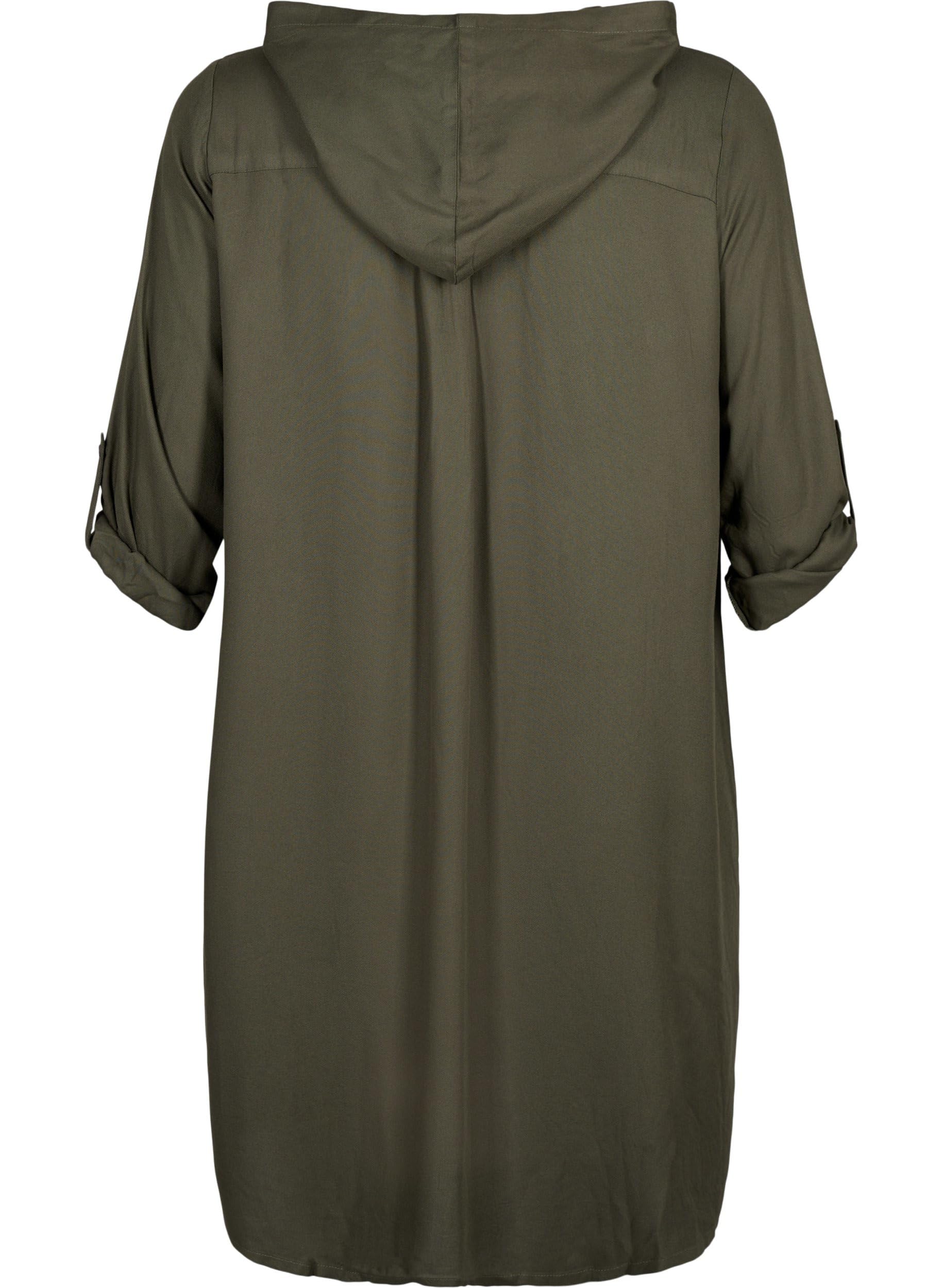 Zizzi Dresses Hemdkleid Viskose mit Kapuze Große Größen