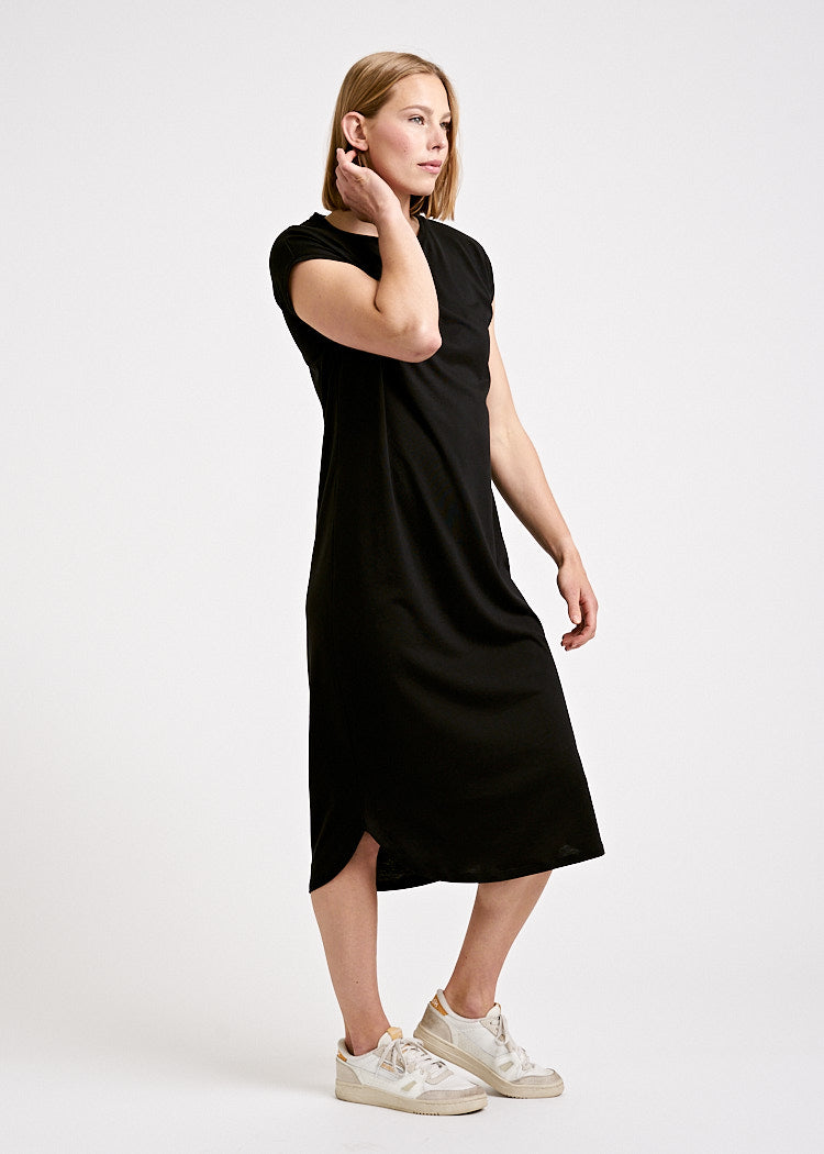 Wijld Kimono Midi-Kleid Black Damenkleid schwarz Lyocell Bio