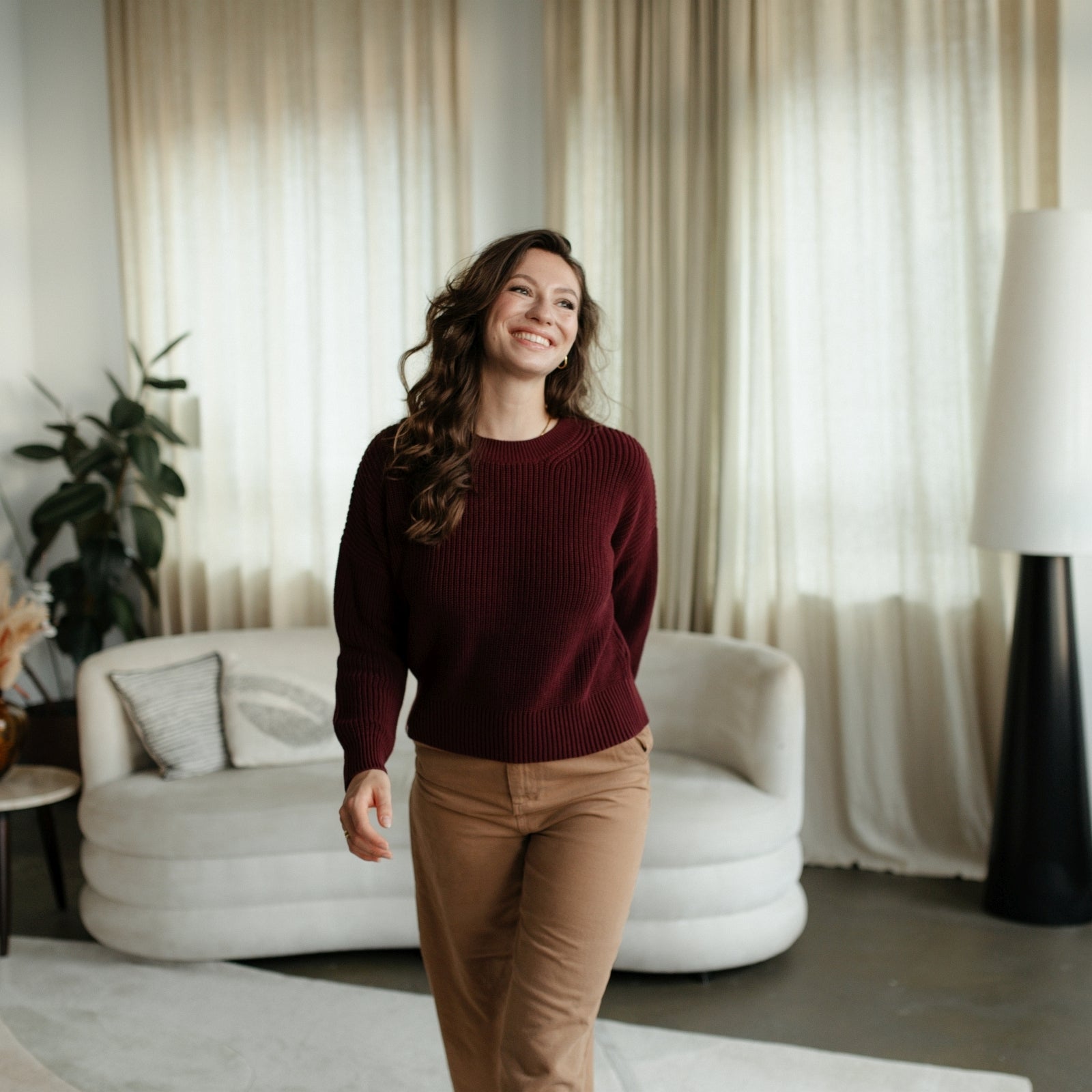 NORDLICHT Mara Grobstrick Pullover Bordeaux Rot Gr. M