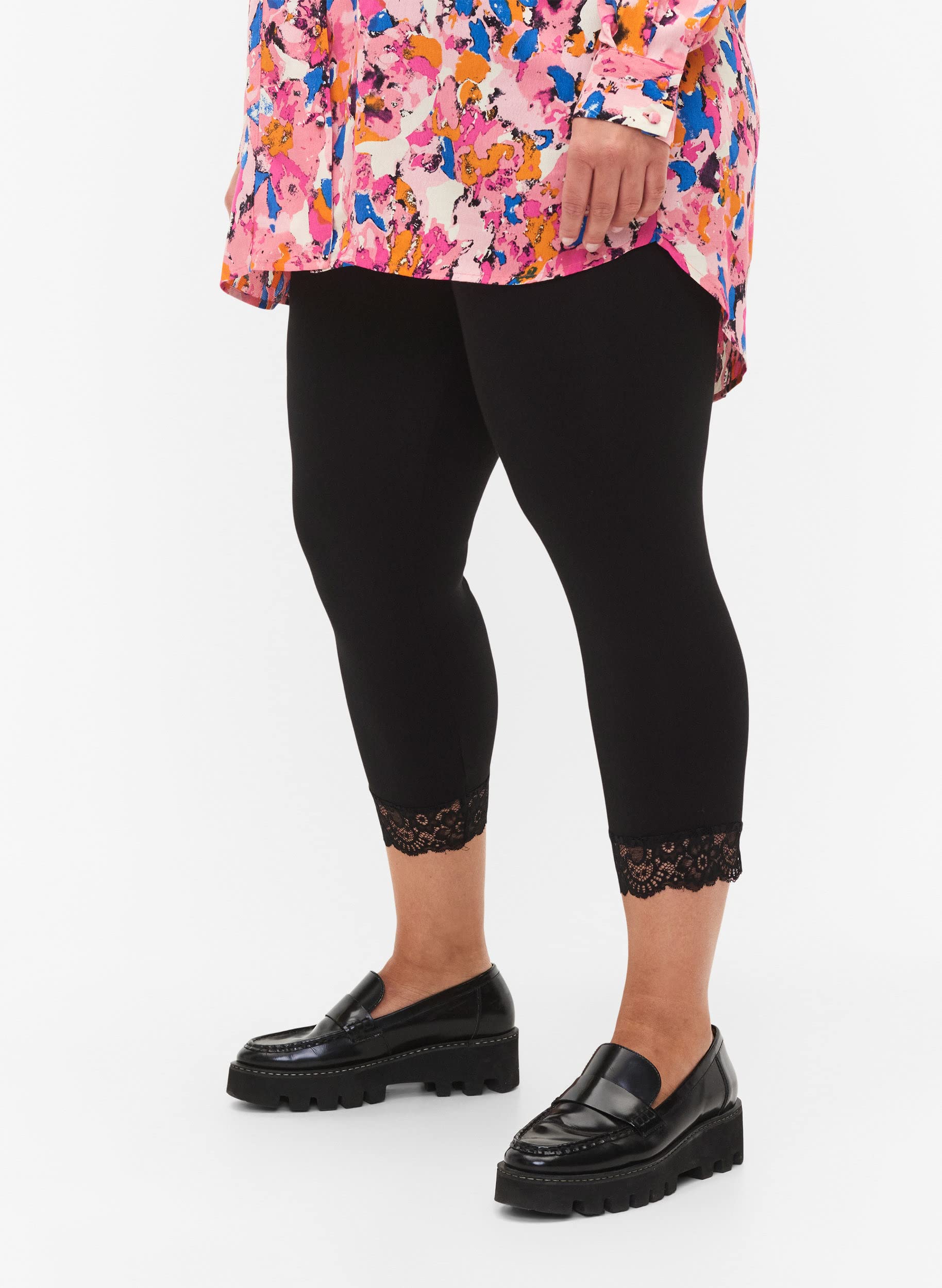 ZIZZI 3/4 Leggings Spitze Viskose Gr 50-52 Große Größen
