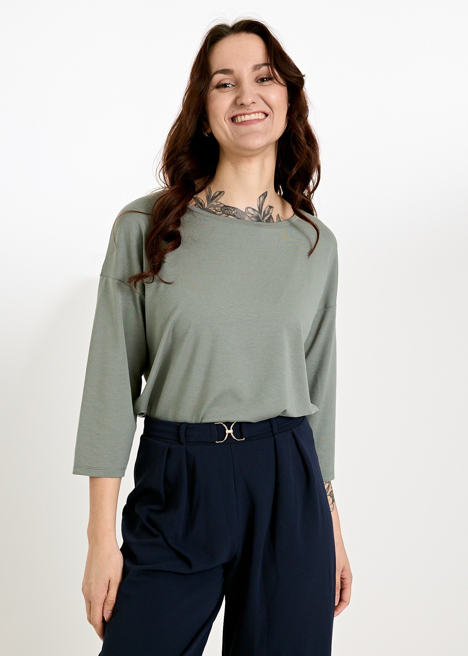 Wijld Christin Damen Langarmshirt Agave Green Lyocell