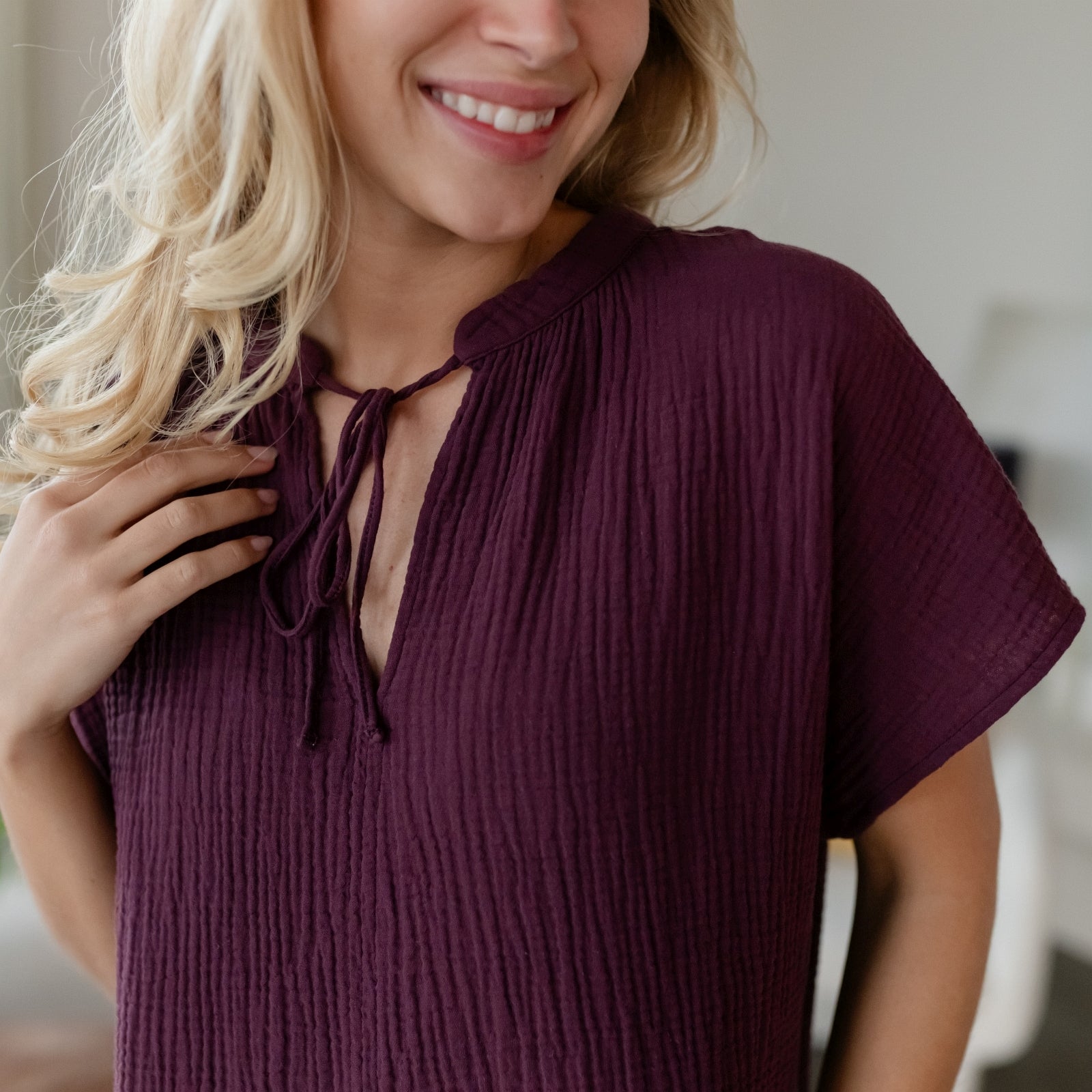 NORDLICHT Blusen Musselin Bluse Telse Rot Bio-Baumwolle