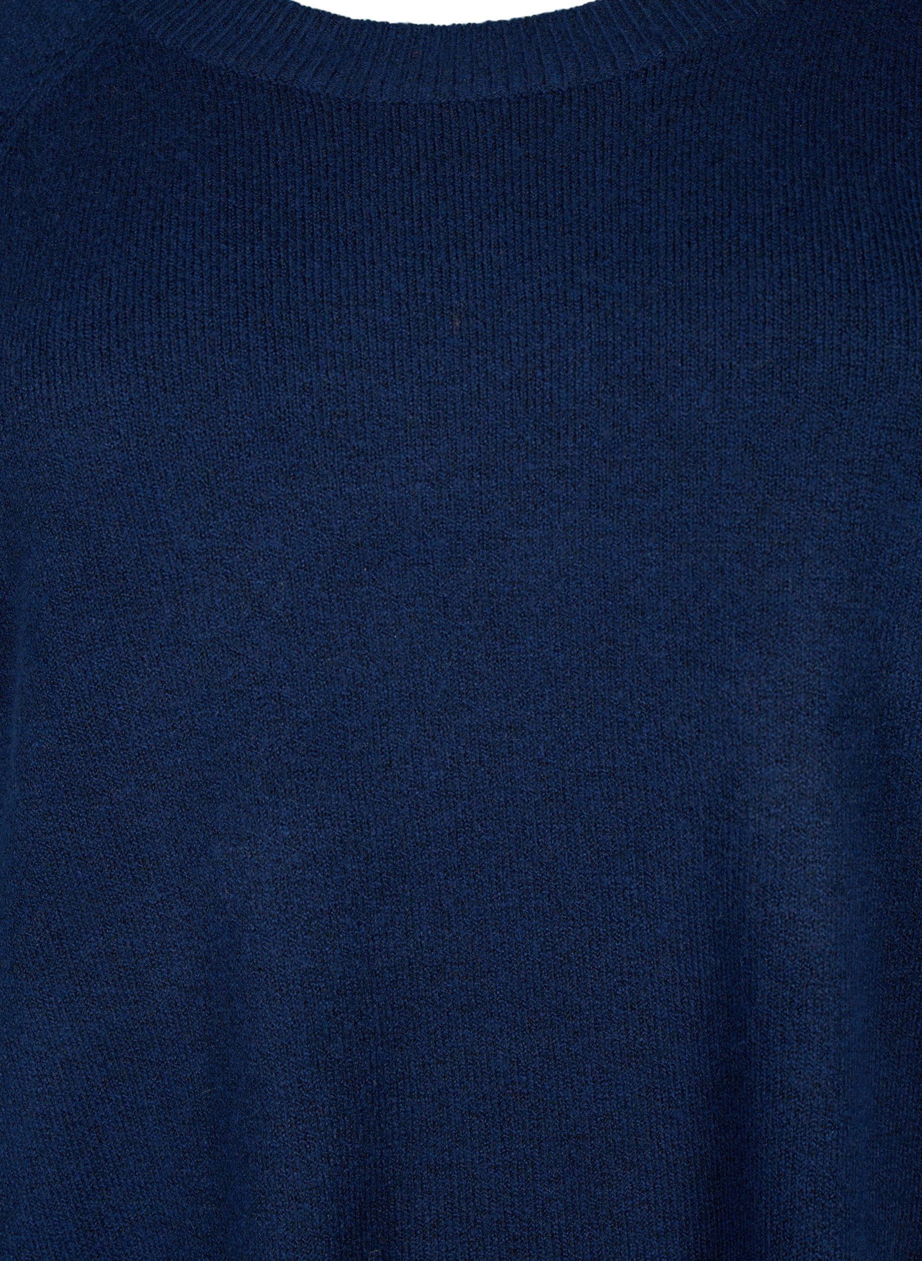 Zizzi Strickkleid Damen Melange Rundhals Knöpfe locker
