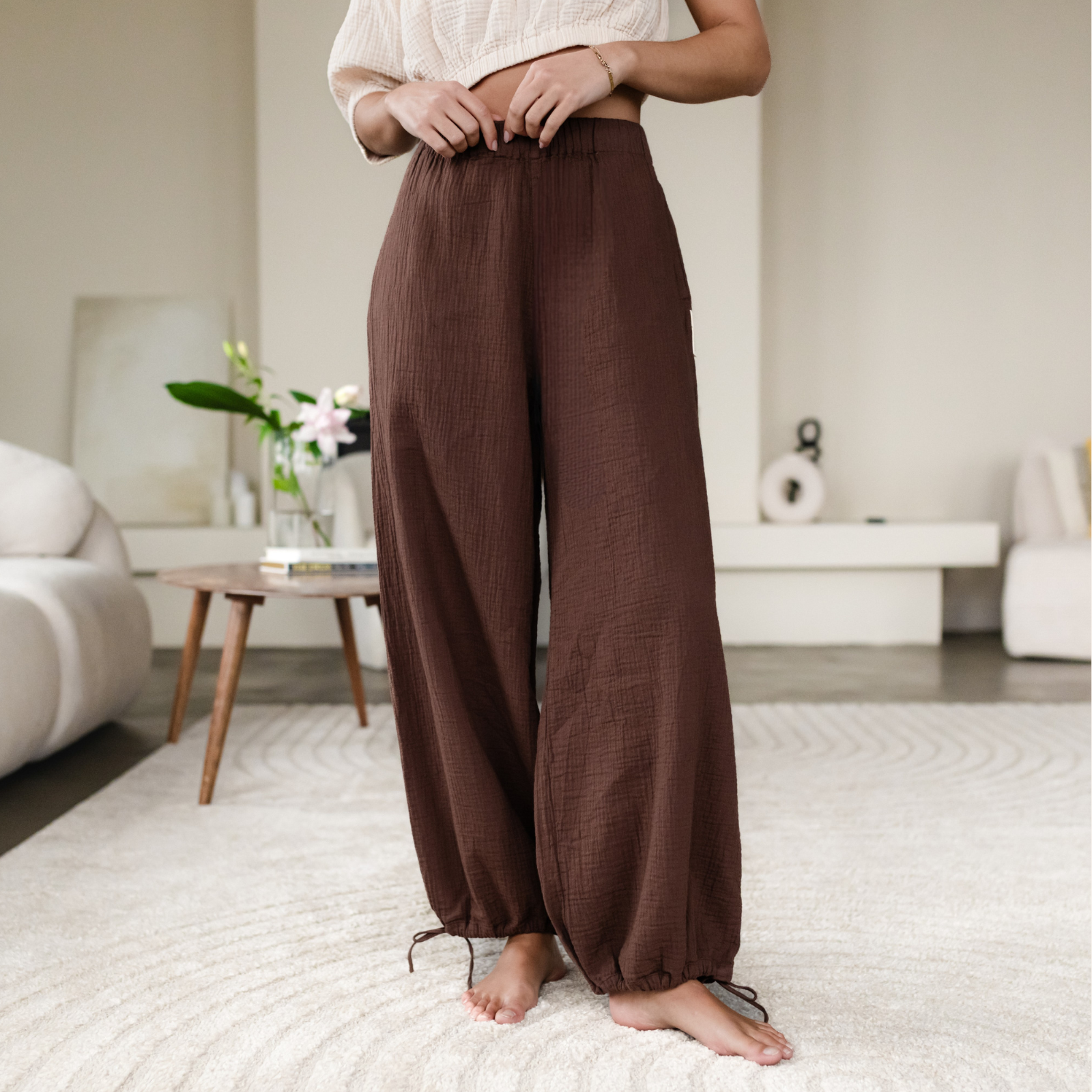 Nordlicht Lys Musselinhose Braun Ballon Bio-Baumwolle