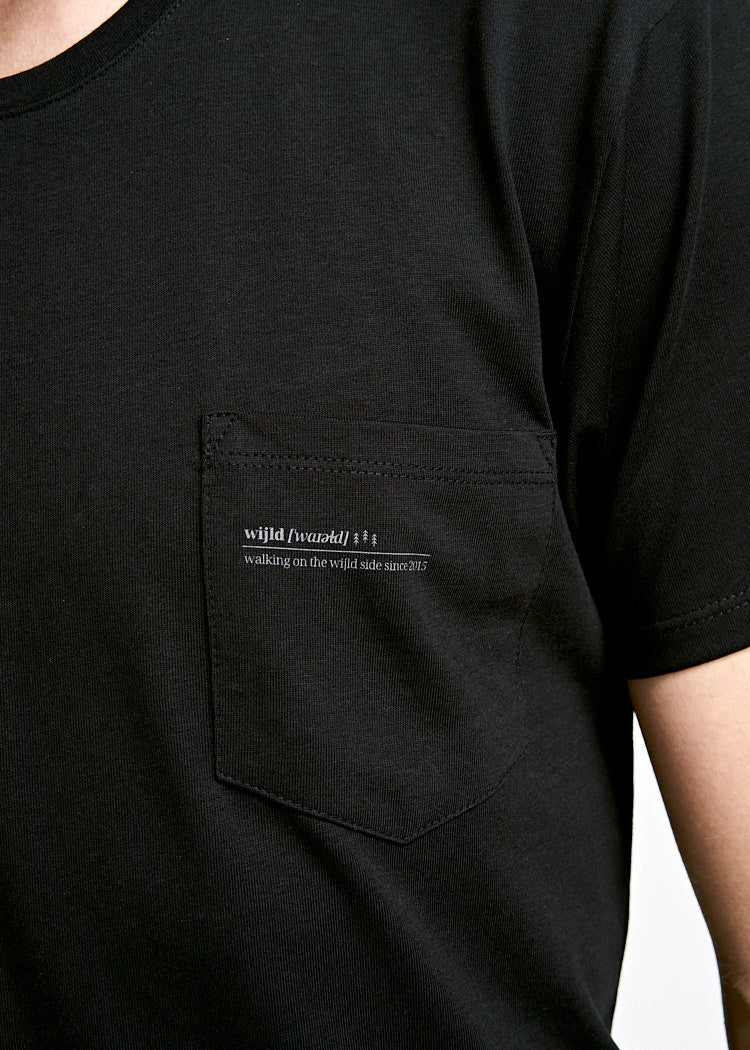 Wijld Pocket Herren T-Shirt Anthrazit Brusttasche