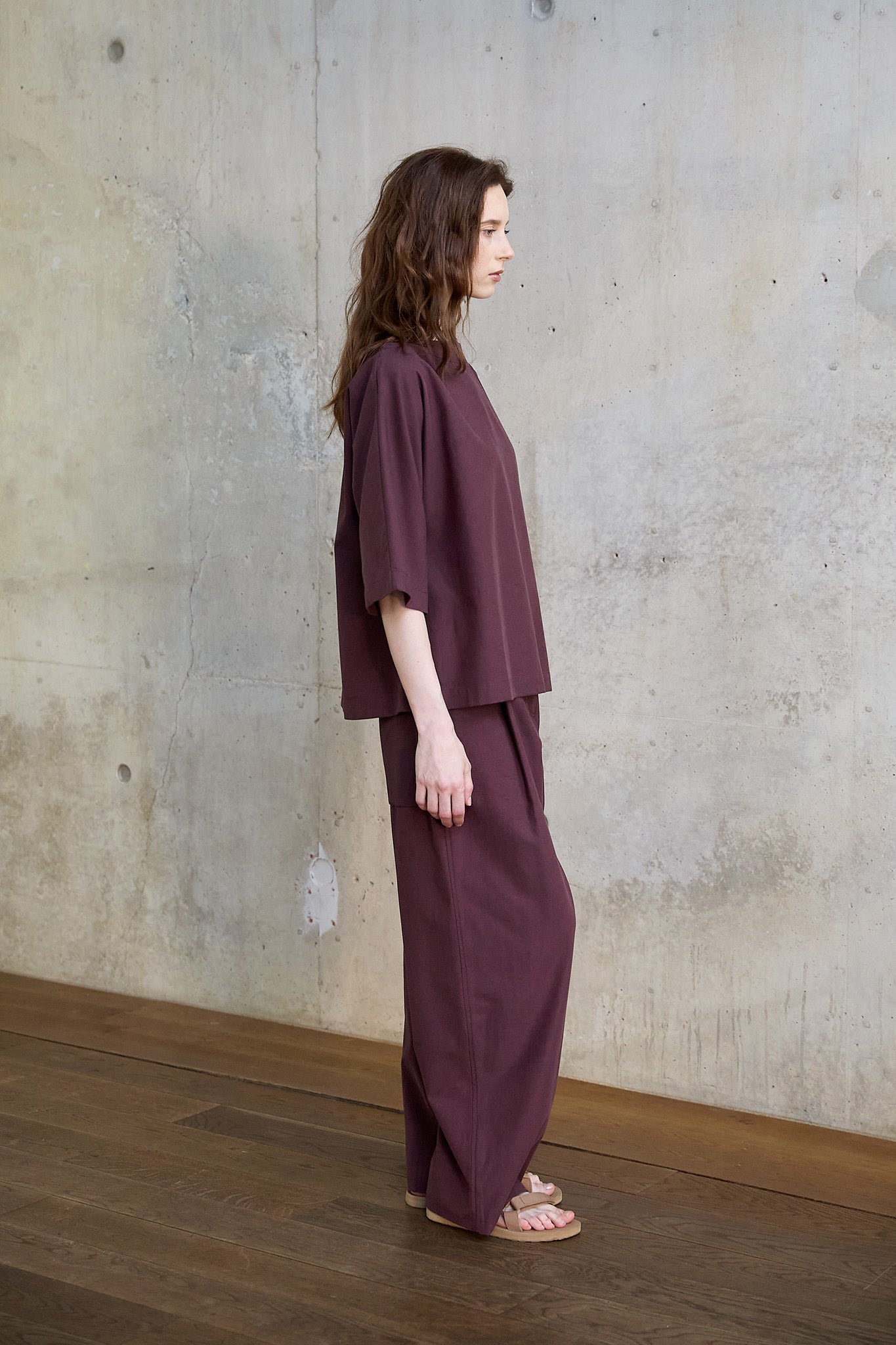 Christiane Strobel MAJA Bundfaltenhose Damen Beerenton Lyocell