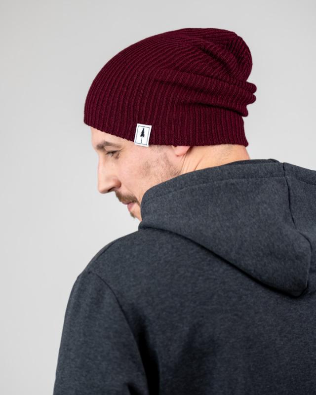 NIKIN Treeanie Ribbed Mütze Bordeaux Baumwolle-Mix One Size