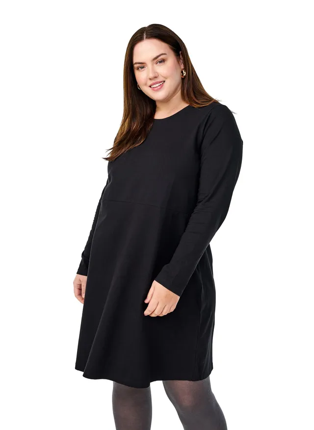 Zizzi Kleid A-Linie Langarm Baumwolle Gr.42-60