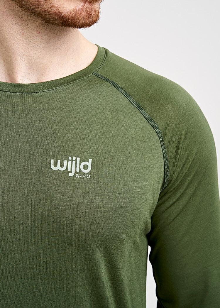 Wijld Longsleeves Sport Langarmshirt Herren Olive Lyocell